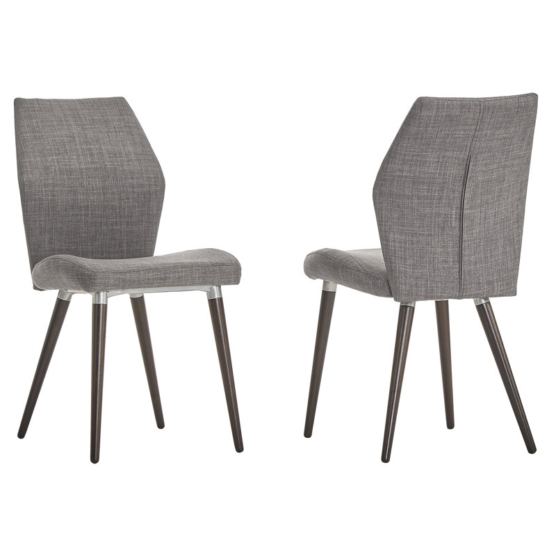 Jaeya 18.5'' H Linen Upholstered Side Chair, Grey Linen, Espresso