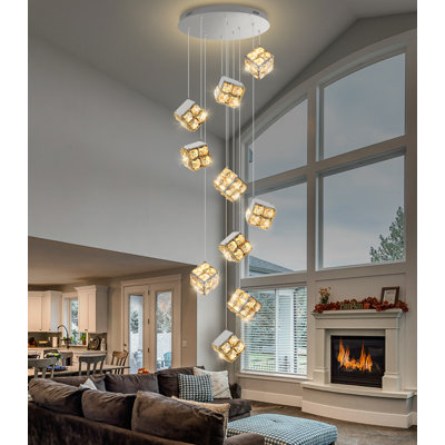 10-light Modern Dimmable Crystal Pendant Lights