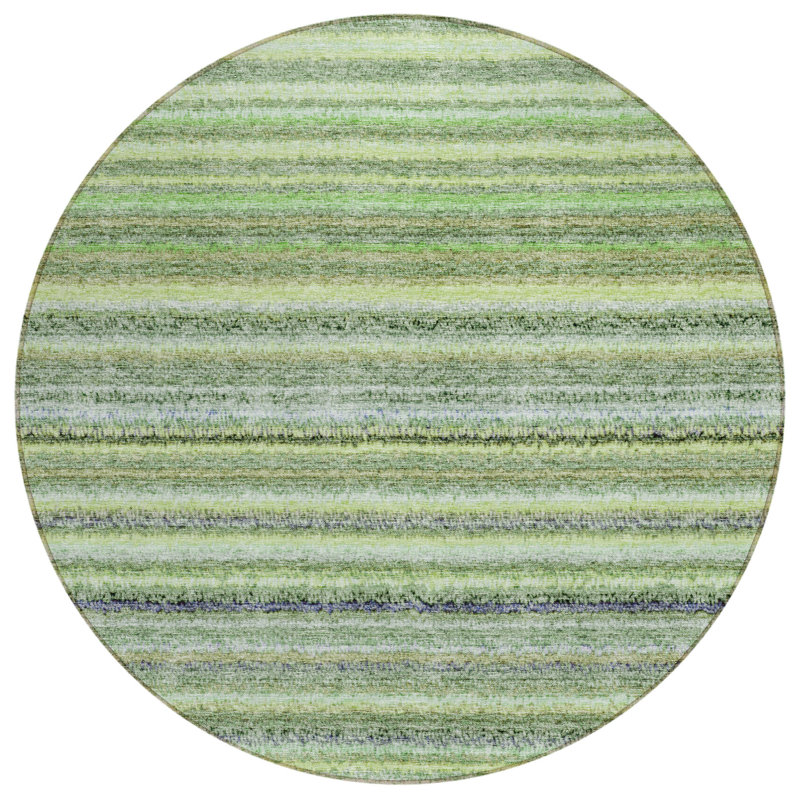 Aurelien Washable Striped Indoor / Outdoor Rug, Round 8'