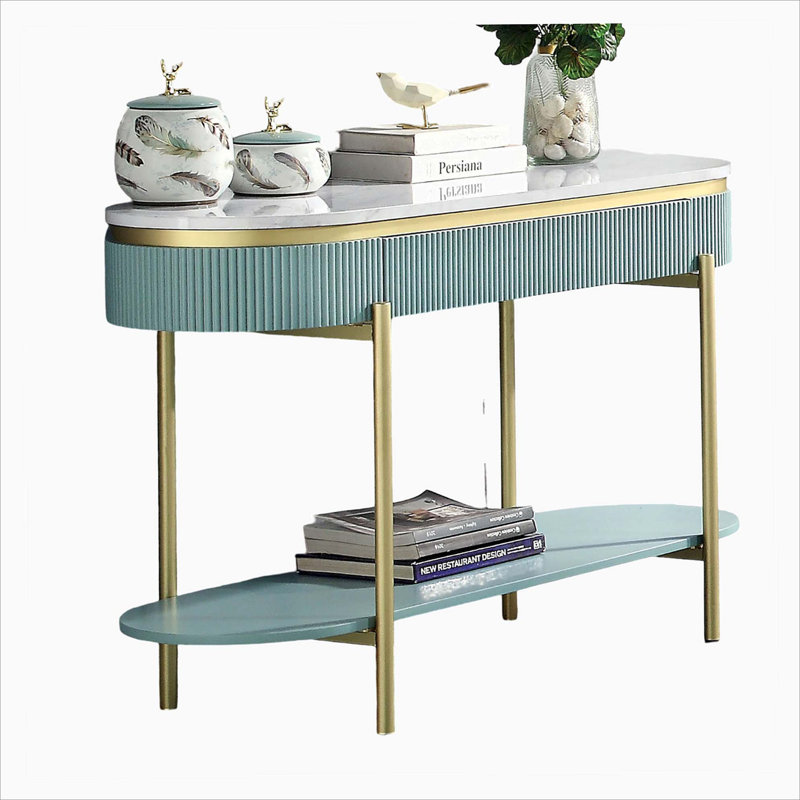 Superbe canapé 1 pièce avec plateau en faux marbre blanc, Sarcelle