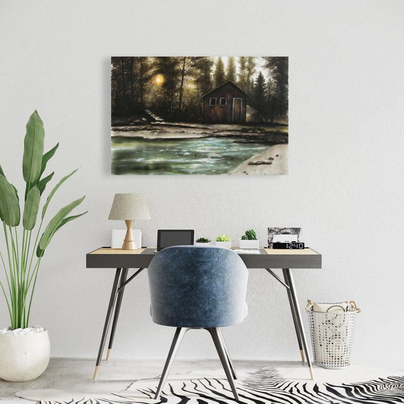 Cabane dans la forêt - Toile rustique Man Cave Home Decor, H 24 po x l 36 po
