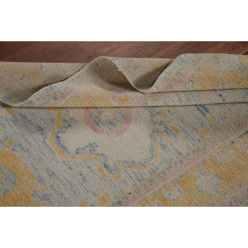 Vegetable Dye Oushak Turkish Runner Rug 3x14