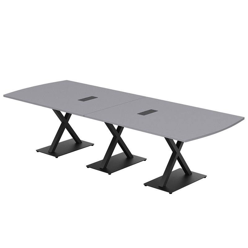Table de conférence Pavert Arc Unité électrique, Noir mat, Gris brouillard, H 30 po x l 120 po x P 48 po