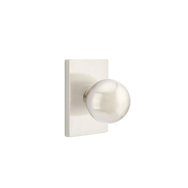 Ensemble de mortaise d'intérieur Emtek avec rosette rectangulaire moderne et bouton Orb