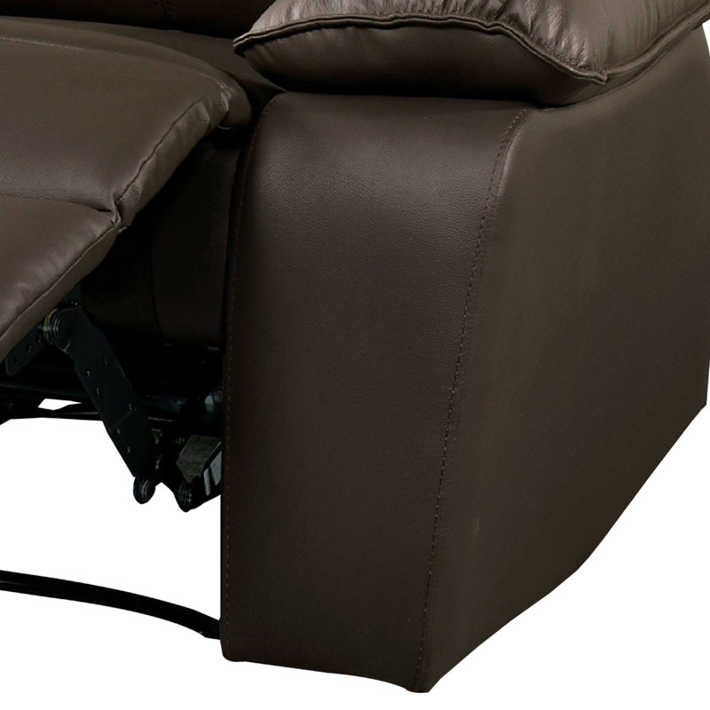 Fauteuil inclinable manuel Ozy, accoudoirs coussinés, similicuir brun foncé