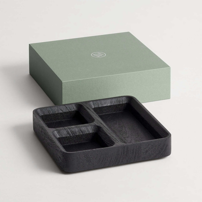 Square One Desk Organizer, Black Stained Acacia