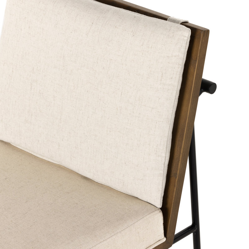 Crete Polyester Blend Upholstered Side Chair, Savile Flax/Amber Oak