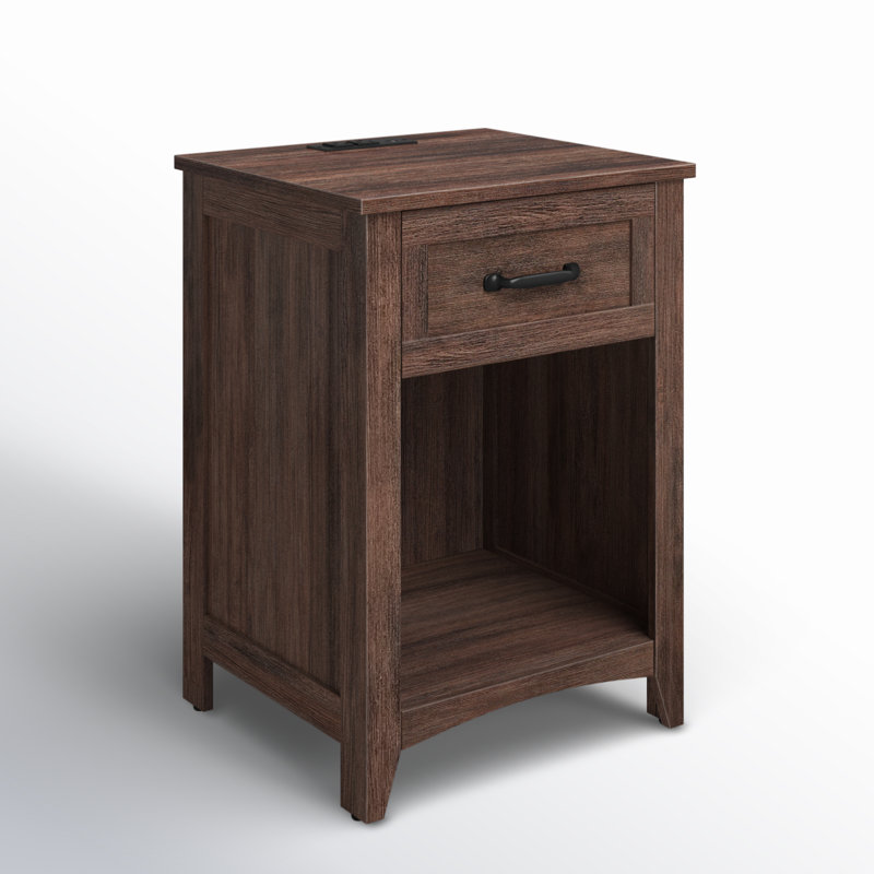 Allenside 18'' W Nightstand with Charging Station, Honey Brown, Individual