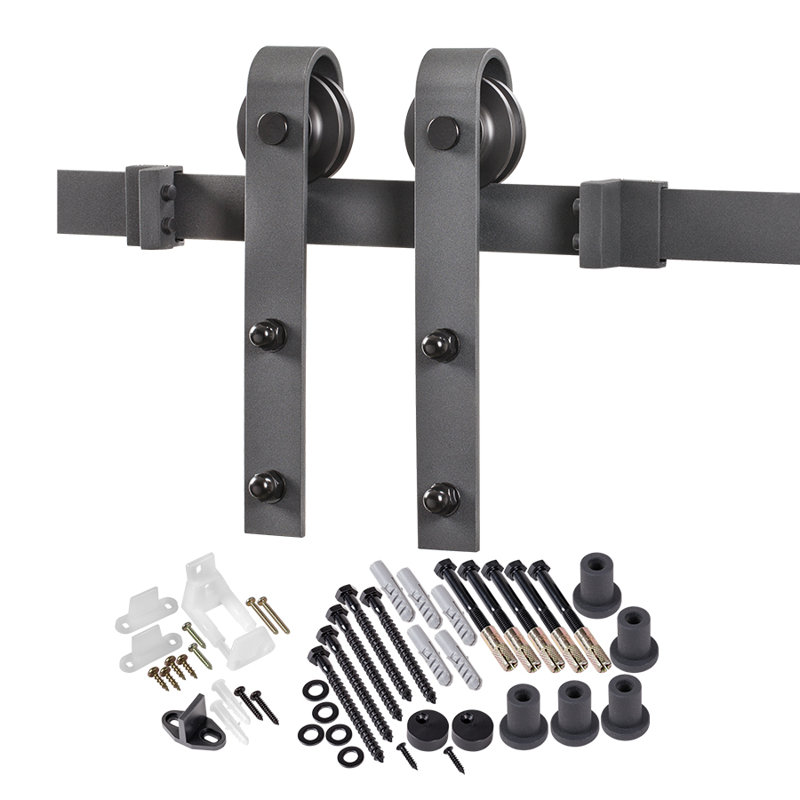 Ensemble de quincaillerie pour porte de grange simple standard à sangle pliée Spectrum, 78 po, Noir mat