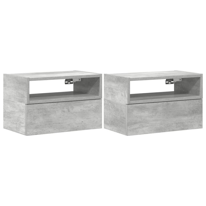 Cabriales 45cm W Manufactured Wood Bedside Table, Concrete Grey, 2