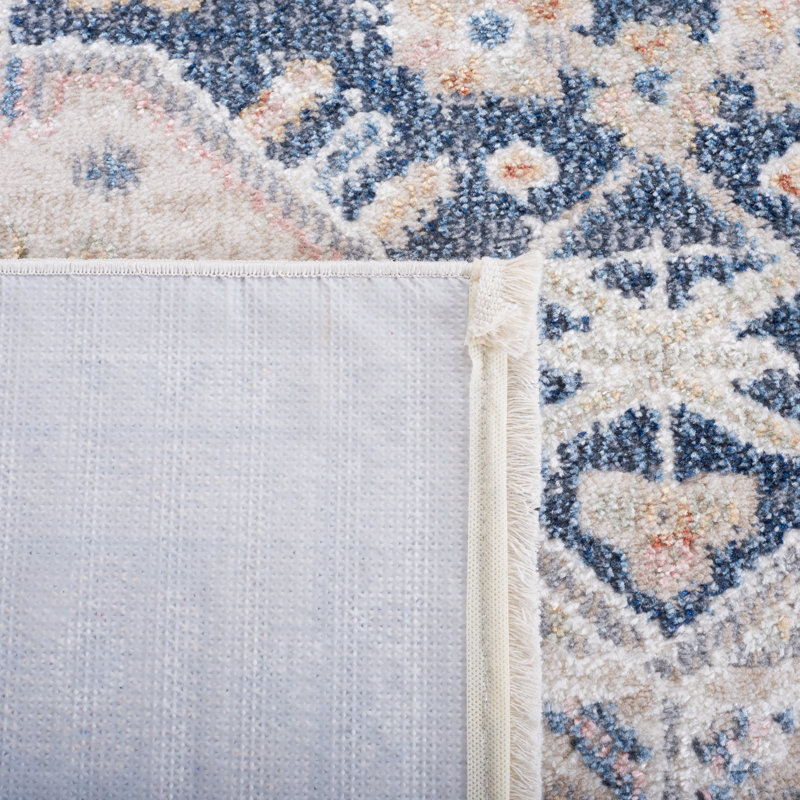 Hulme Oriental Area Rug in Beige/Navy, Rectangle 8' x 10'