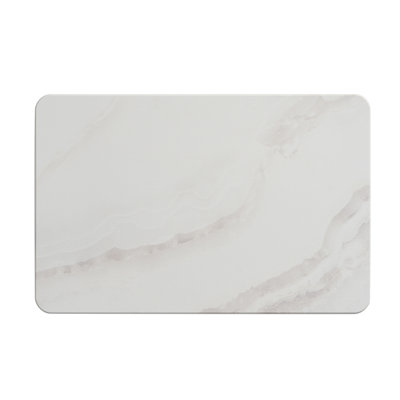  Home White Marble Diatomite Bath Mat, 16" x 24"