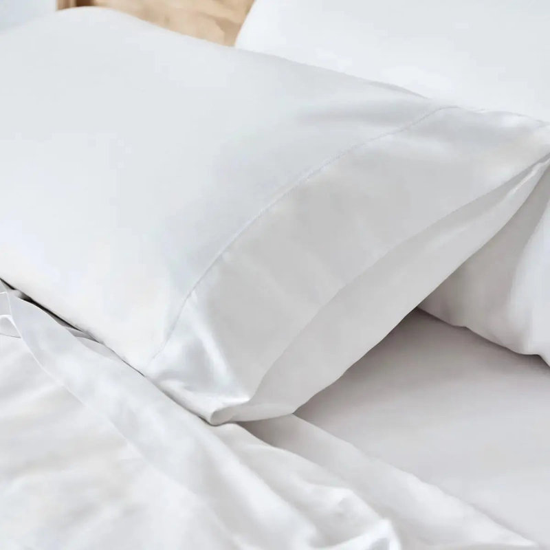 Ensemble de taies d'oreiller en satin et coton luxueux CleanBamboo®, Blanc, Ensemble de taies d'oreiller pour très grand lit 