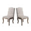 Ensemble de 2 chaises de salle à manger en tissu beige, bordure cloutée, structure en bois vieilli, assise élégante, piètement
