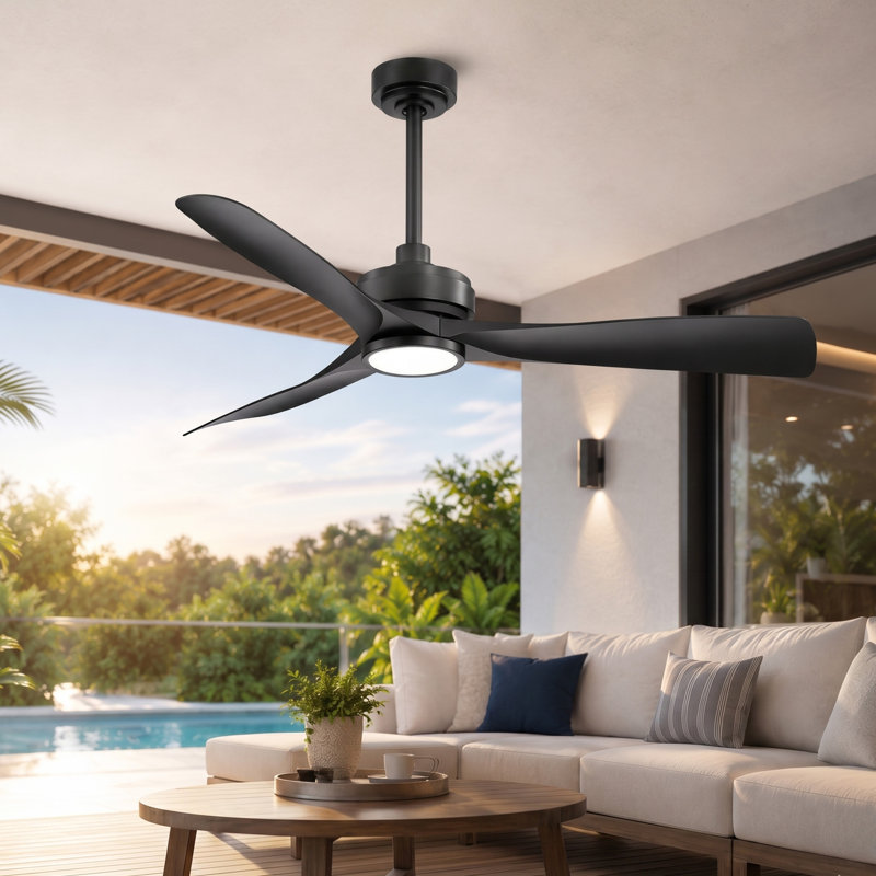 52 Inch Ceiling Fans With Lights, Outdoor Ceiling Fans For Patios Waterproof , Ceiling Fans For Indoor Exterior Porch Commercial