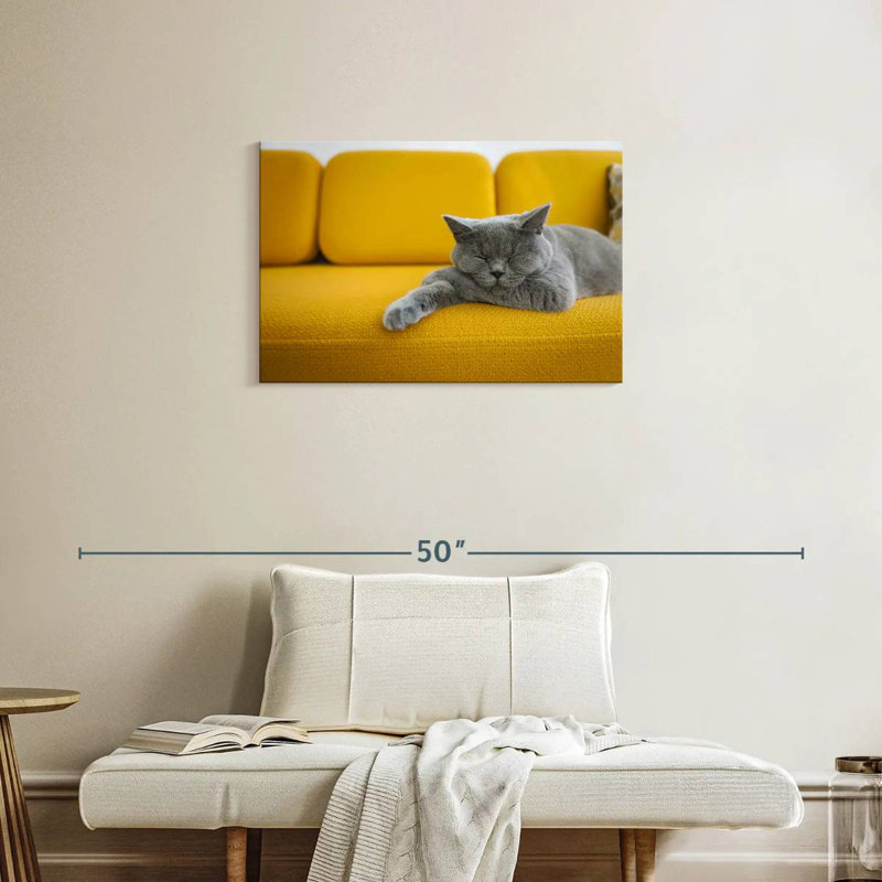 Brampt Cat On Sofa, 20" H x 30" W
