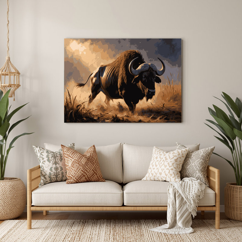 Faune sauvage Buffalo africain, art mural en métal, H 12 po x l 18 po