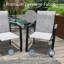 Ensemble de 2 chaises de salle à manger d'extérieur durables en métal toutes saisons, idéales pour le patio et le jardin avec une conception empilable et un tissu textilène à séchage rapide
