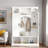 Modern Hall Tree With Adjustable Shelves, Side Cabinets, Top Compartments And Hooks-123755171