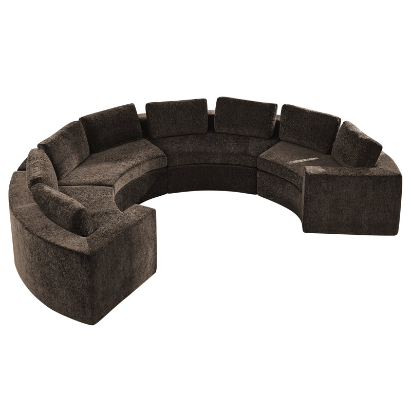 Canapé modulaire courbé Boneless, 4 à 12 places avec accoudoirs larges de 8,47 po, aucun assemblage requis, Brun, 8