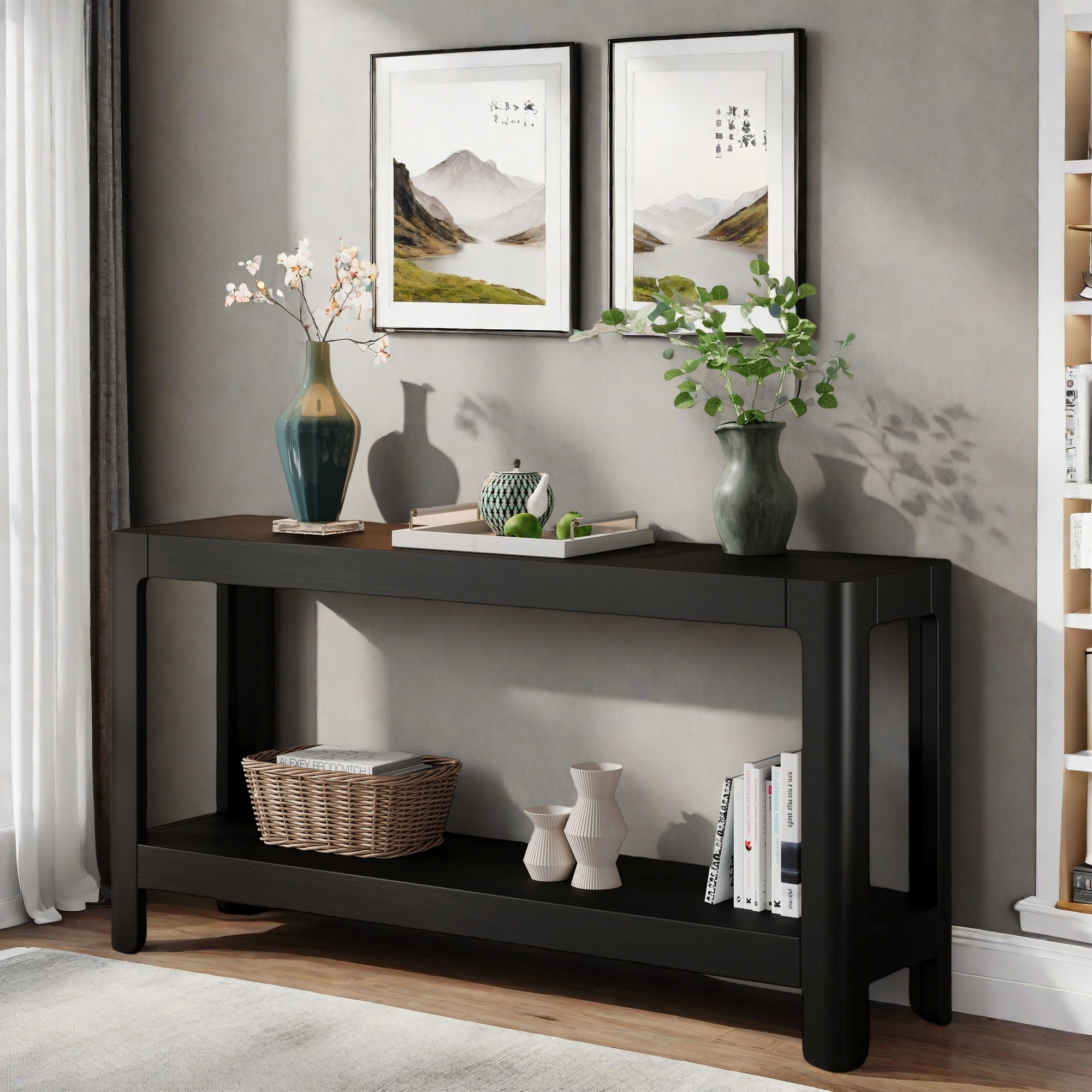 Ivy Bronx Modern Console Table With 2-tier Design And Sophisticated ...