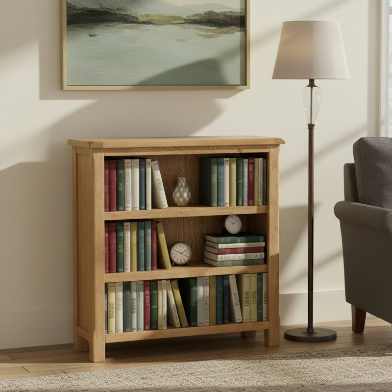 Racquel 80cm H x 75cm W Solid Wood Standard Bookcase, Oak