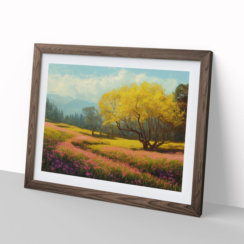 Spring Landscape Meadow - Framed Print