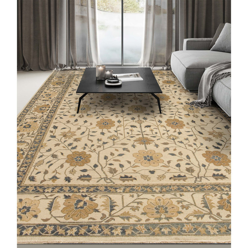 Wool Oriental Area Rug in Blue/Beige/Brown, Rectangle 8' x 10'
