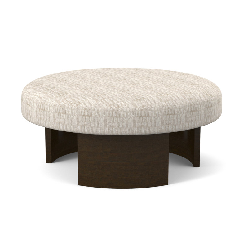 Eclipse Round Ottoman, American Walnut, White Caps Fog Viscose