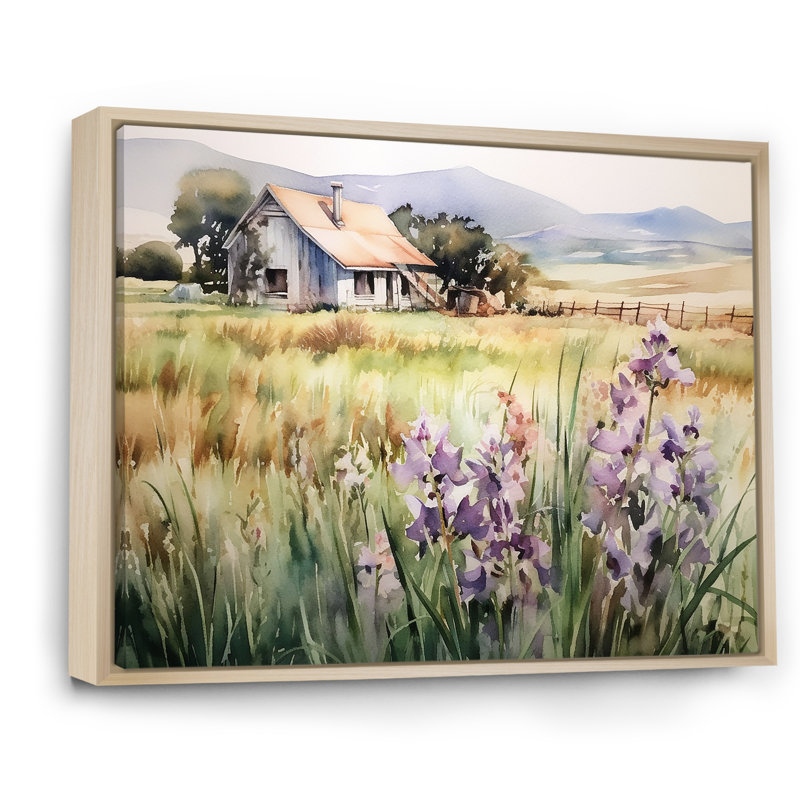 " Lavender Countryside Meadows ", Natural Floater Framed, 34" H x 44" W x 1.5" D