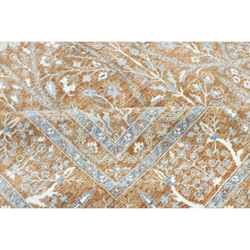 Hand Knotted Wool Area Rug in Rust, Rectangle 5' x 8'