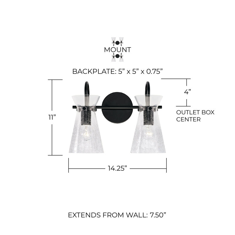 Mila 2 - Light Dimmable Vanity Light, Matte Black