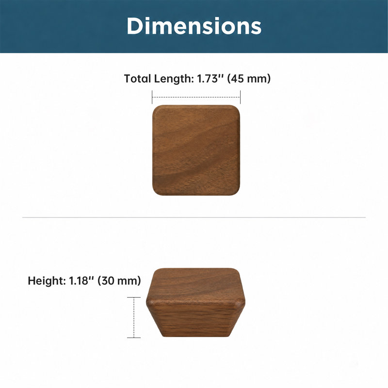 Solid Wood Square Cabinet Knob
