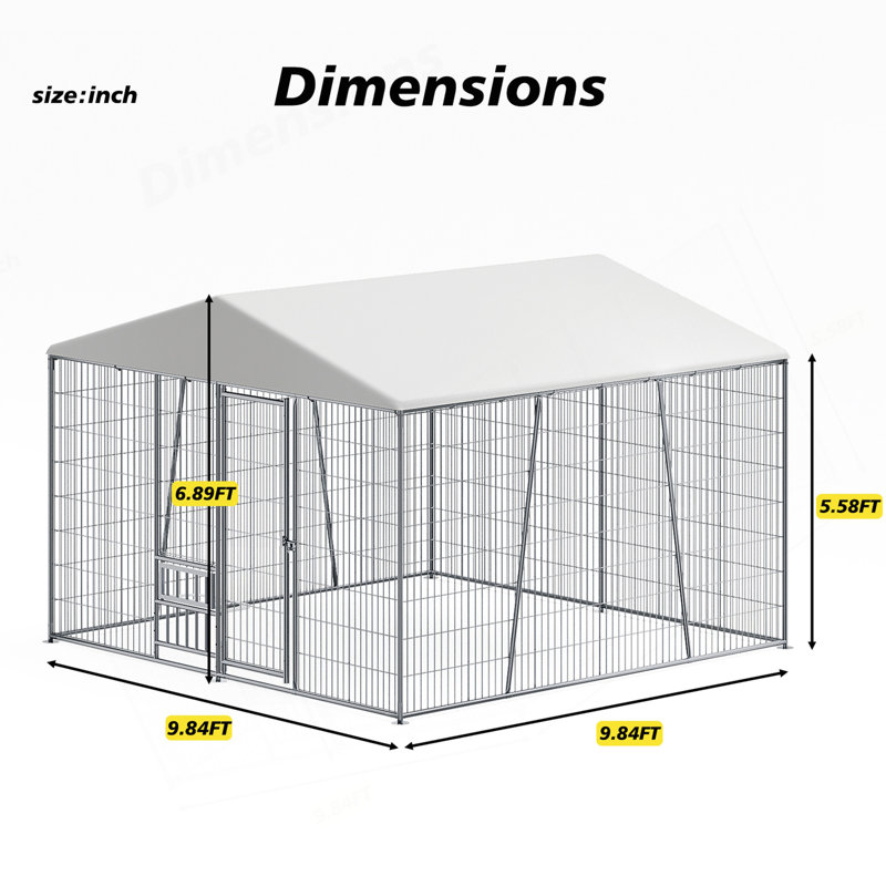 Chenil d'extérieur pour chien avec bol d'alimentation, toit imperméable à couverture complète