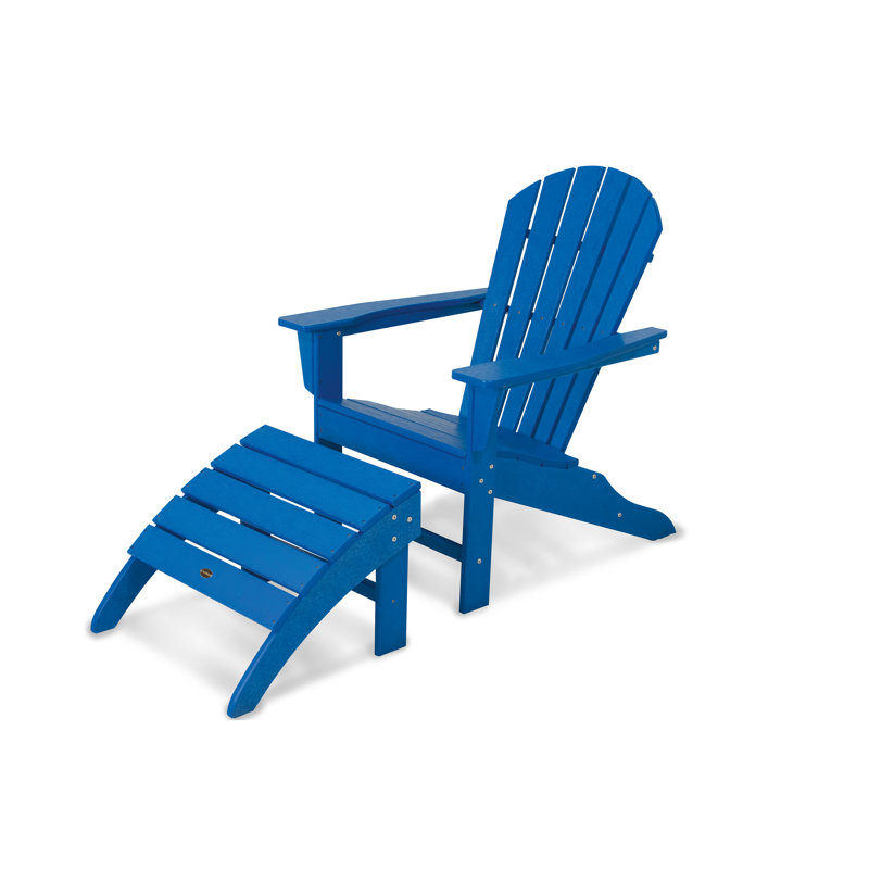POLYWOOD South Beach Adirondack 2-Piece Set, Pacific Blue