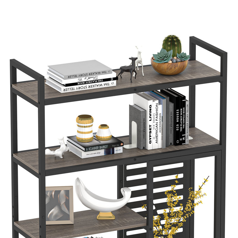 Ahyanna Etagere Bookcase, Black Oak