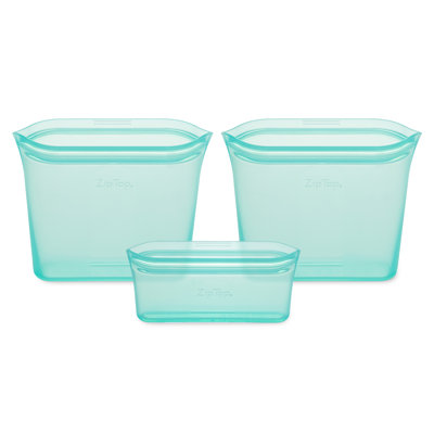 Zip Top Reusable Food Storage Bags | 3 Bag Set [Teal] | Microwave, Dishwasher and Freezer Safe