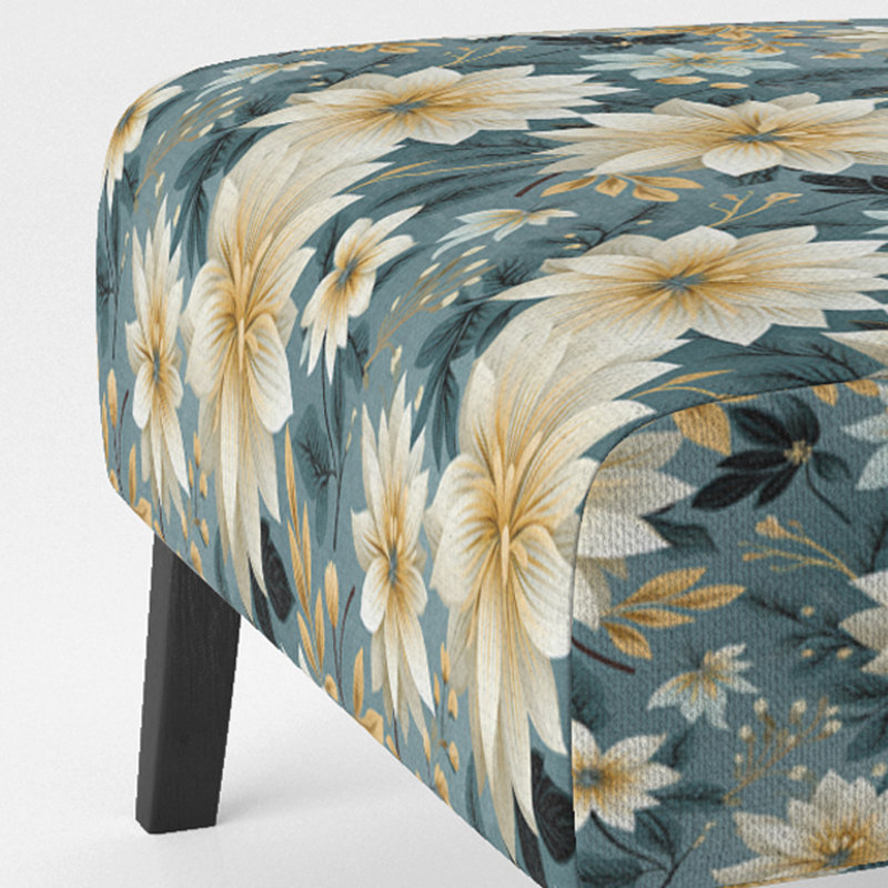 Fauteuil de chambre bleu et doré à motif géométrique Harmony Fusion I - rembourré Cottage