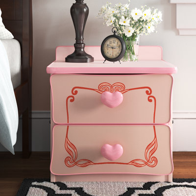 Table de chevet 2 tiroirs Seward en rose clair