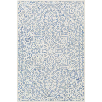 Tapis bleu marine en laine touffeté à la main Brottman