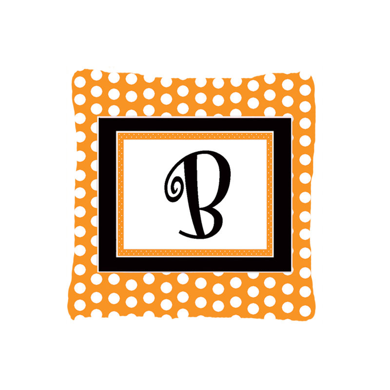 Monogramme Initial Orange Polkadots intérieur/extérieur Throw Pillow, B
