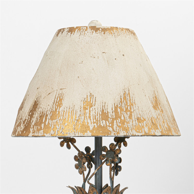 Lampe de table rétro en métal avec finition vieillie, 34,25 po de hauteur, élégante décoration rustique