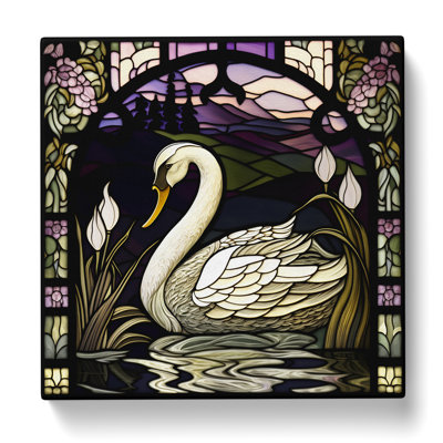 Swan Stained Glass Effect - Wrapped Canvas - Framed Print