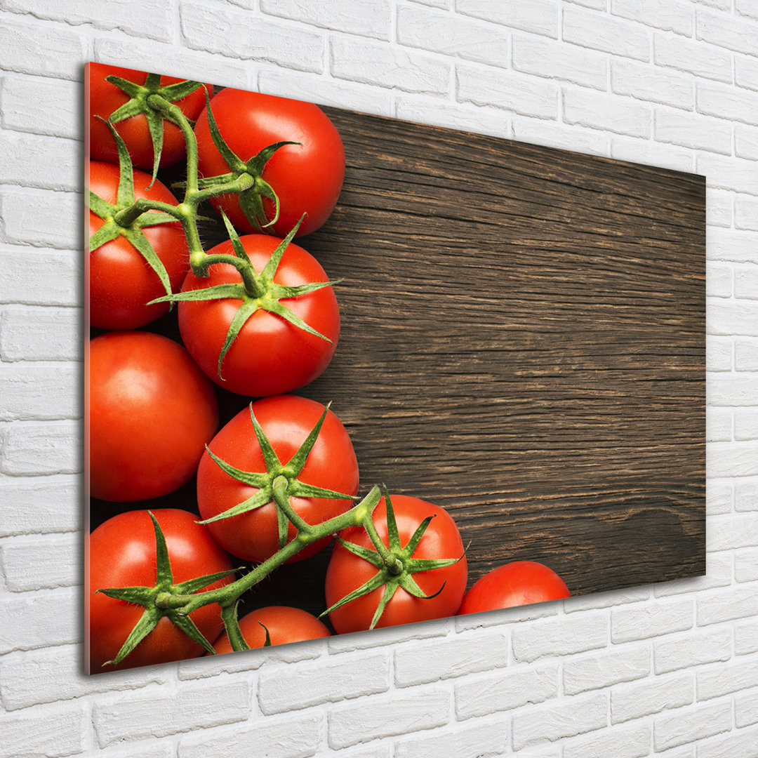 Glasbild-Tomaten auf Holz