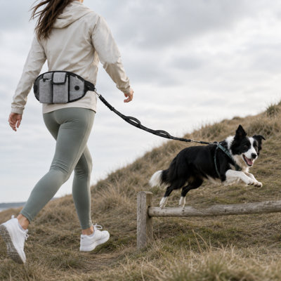 Hands-Free Dog Walking Waist Bag with Leash, Multifunction Pet Running Belt for Jogging, Training, Fitness, and Outdoor Walking
