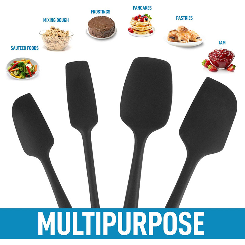 Black 4-Piece Heat Resistant Silicone Spatula Set