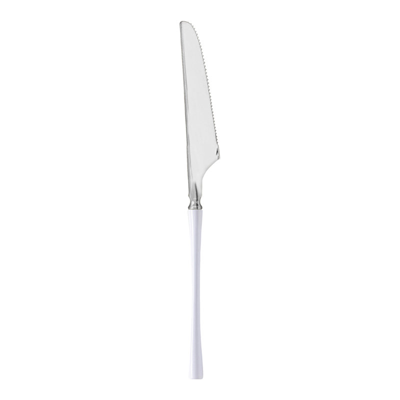 Couteaux de table jetables en argent avec poignées blanches Moderno