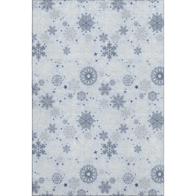 Premium Machine Washable Mayfield AMF1823 Stars and Snowflakes Holiday Rug