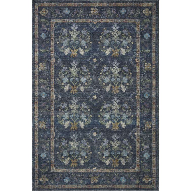 Rifle Paper Co. x Loloi Courtyard Navy Area Rug feat. CloudPile