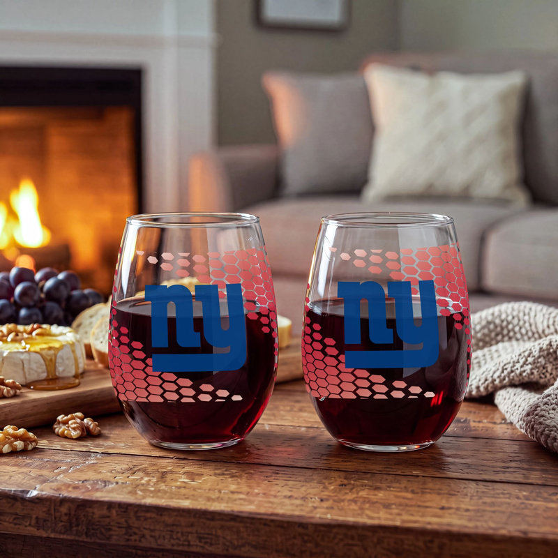Ensemble de 2 verres à vin sans pied sous licence officielle NFL, 50 cl., Giants de New York